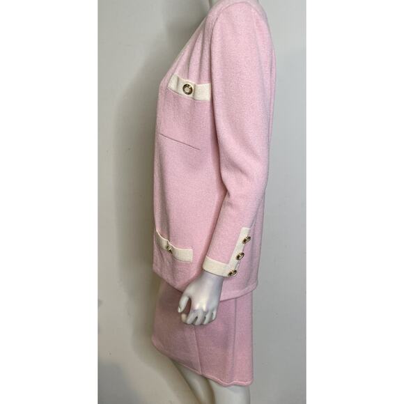 St. John Petal Pink Santana Knit 2 Pc Skirt Suit 10 M NWT NEW Jacket Straight - Picture 4 of 15